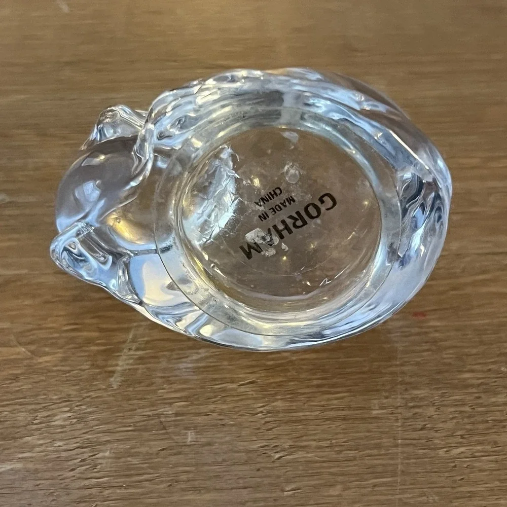 Gorham Crystal Cat Salt Shaker Figurine Clear Glass MCM Cat Lover Gift Unique